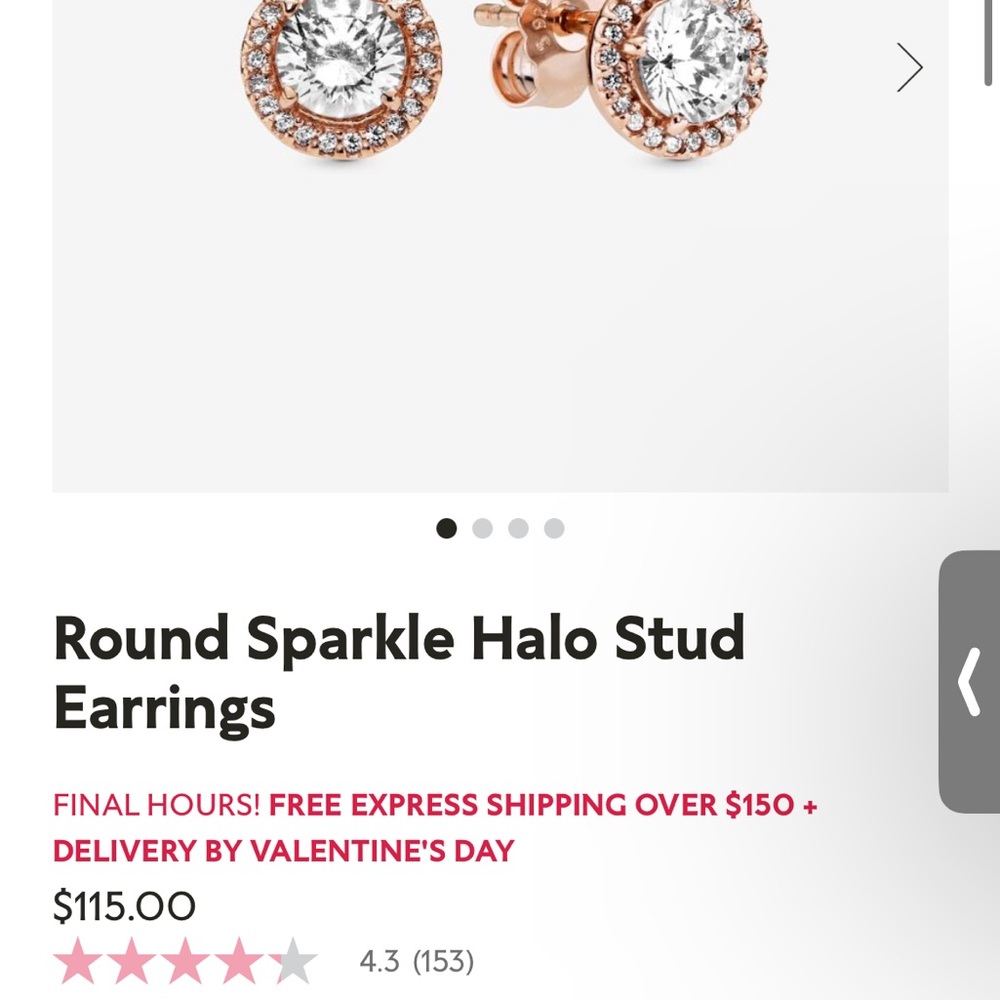 Pandora Round Sparkle Halo Earrings and Necklace in Rose Gold